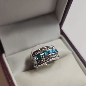 Vintage 18KT Heavy White Gold Electroplated Vintage Ring